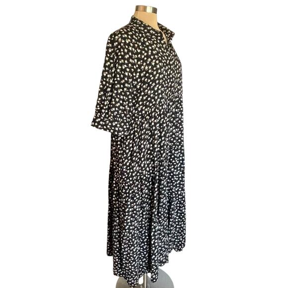 Natural Life Rebecca Midi Dress Black Cream Floral Tiered Sz XL Boho Cottage - Picture 6 of 12